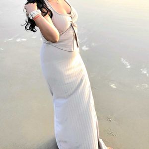 Knit Halter Twist Top &amp; Maxi Skirt Set