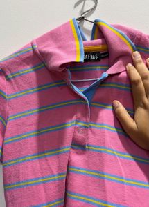 Pink Striped Polo Shirt