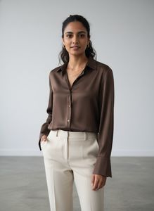ZARA Elegant Brown Satin Blouse