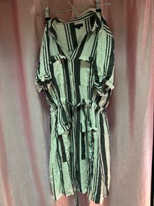 Striped Button-Up Cotton Dress