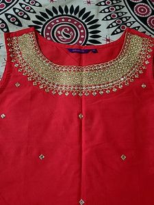 Beautiful Ethnic Orange Top With Gold Embroidery