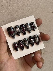 Gothic Coffin Press-On Nails💋baddie nail set😍🥵