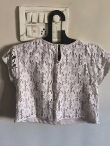 Lace Floral Crop Top Peach Pinkish