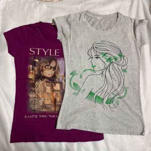 Purple and Grey Girly Graphic Tops