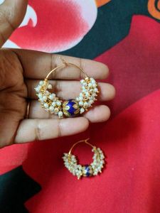 Pearl &amp; Gold Hoop Earrings
