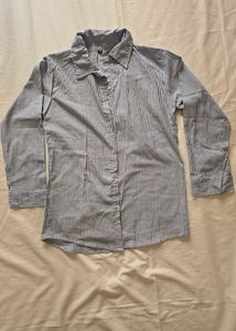 Blue Striped Button-Up Shirt
