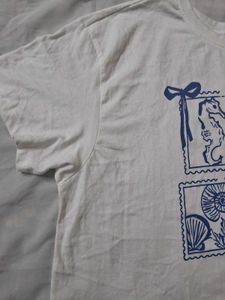 Casual Oversized T-Shirt with "At the Sea" Print