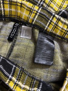 imported flared yellow plaid trouser