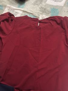 Maroon Kurta Set with Balloon Sleeves
