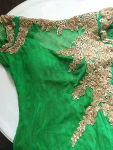 Exquisite Green party dress with Gold Embellishmen