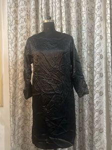 Sleek Black Satin Dress