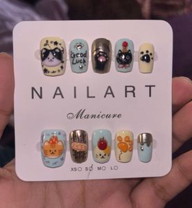 SHEIN Cute Cat Press-On Nail Set