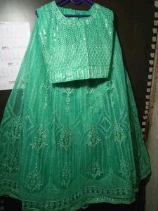 Stunning Green Embroidered Lehenga Choli Set