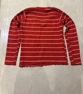 Striped V-Neck Long Sleeve Top