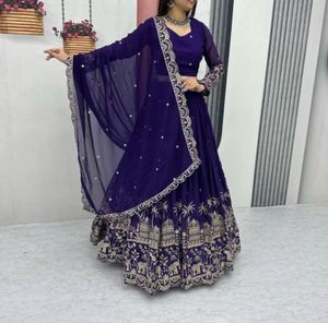 Royal Purple Embroidered Lehenga Choli Set