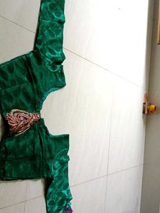 Designer Green Silk Blouse