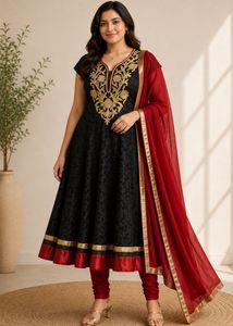 Elegant Black Kurta Set with Golden Embroidery