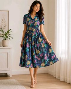 Chic Floral Print Midi Dress