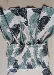Leaf Print Smocked Top