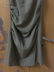 Chic Olive Green Ruched Dress