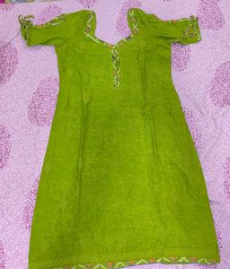Vibrant Green Kurta ( margin available)