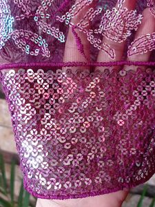 Elegant Purple Sequin Embellished Fabric
