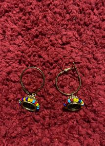 Colorful Beaded Crown Earrings