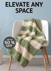 Sage And Cream Chunky Knit Throw.
