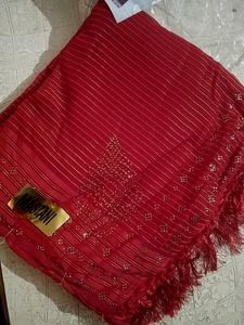 Beautiful Stone Designer Red Saree