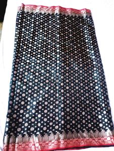 Elegant Black Saree with Polka Dots