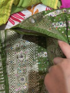 Beautiful Green Saree with Embellishments