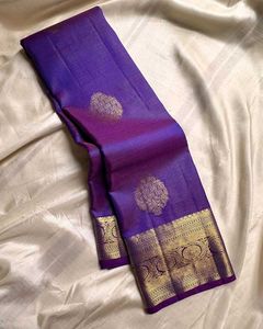 Royal Purple Saree with Gold Border