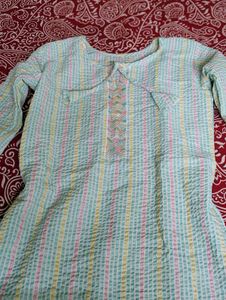 Pastel Striped Cotton Kurti | Soft &amp; Comfortable D