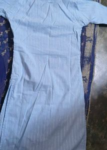 Light Blue Striped Kurta Set
