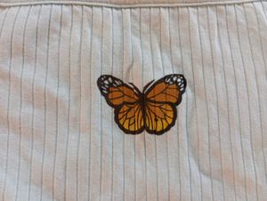 Light Blue Butterfly Crop Top