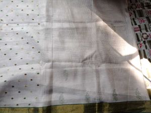 Embroidered Saree with Olive Green Border
