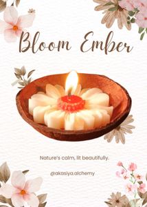 Handmade Flower Candles in Coconut Shells