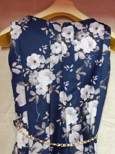 Floral Print Dress - Navy &amp; White