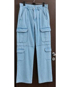 Light Wash Denim Cargo Pants