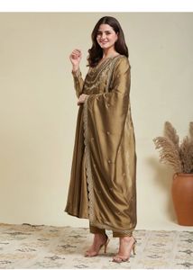 gown brown embroidery dress