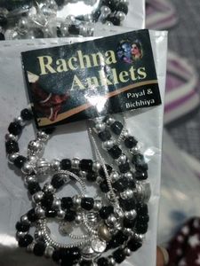 Gota Chandi Black Moti Anklet Combo