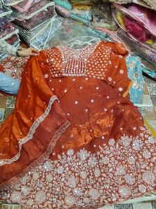 beautiful orange lahenga choli