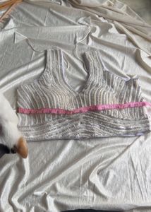 Embellished Pearl &amp; Silver Blouse