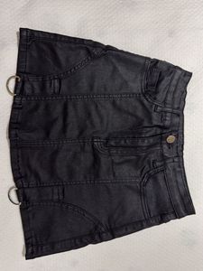 Black Faux Leather Mini Skirt