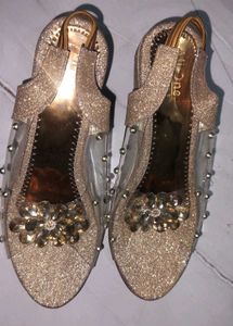 Sparkly Gold Embellished Slingback Heels