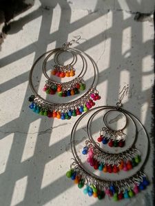 Boho Hoop Earrings with Colorful Beads