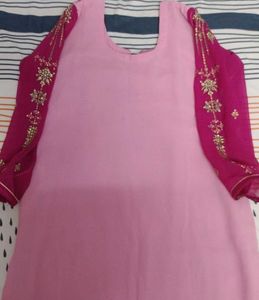 Pink Embellished Kurta Set with Dupatta