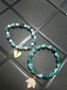 Set of 2 Beaded Bracelets with Charms