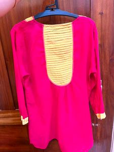 Vibrant Pink &amp; Yellow Kurta