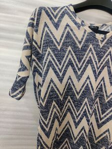 Blue And Cream Woolen Top